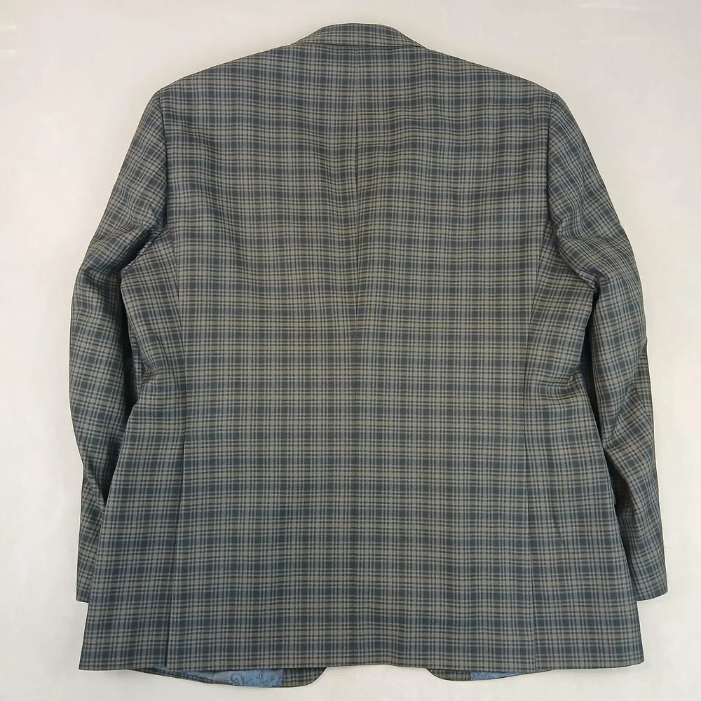 Haggar‎ XL Mens Blazer Jacket Brown Plaid 46R Modern